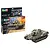Revell 1/35 scale Leopard 1 plastic model tank kit box and a fully assembled, painted model tank on a white background.