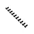 A set of ten black metal countersunk head screws arranged in a diagonal line on a white background.
