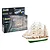 Revell 1/350 scale Gorch Fock model ship kit box and a fully assembled and painted model ship on a white background.