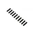 Ten black metal grub screws arranged in a diagonal line on a white background.