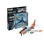 A Revell 1/48 scale F-86D Sabre Dog plastic model kit box displayed next to a fully assembled and painted model aircraft.