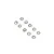 A set of ten small silver-coloured metal locking washers arranged in a grid pattern against a plain white background.