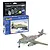 Revell 1/72 scale Messerschmitt Me 262 A-1a plastic model kit box with included paints, glue, and brush, alongside a fully assembled and painted model.