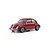 A studio shot of a ruby red Kyosho Mini-Z 1966 Volkswagen Beetle RC car on a white background.