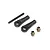 TLR steering link components including a threaded metal rod, two black plastic rod ends, and two metal ball studs on a white background.