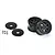 A pair of black Pro-Line 1/10 scale Showtime rear sprint car wheels with matching wheel covers and small mounting screws on a white background.