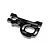 A black machined aluminum motor mount for an RC vehicle, featuring multiple mounting holes and slots for adjustment.