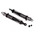 Two grey aluminium RC shock absorbers with black springs and plastic ends, shown on a white background.