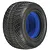 A single Pro-Line 2.2 inch Positron RC tyre with a distinct crisscross tread pattern and a bright blue foam insert visible inside.