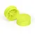 Two bright yellow Pro-Line 2.2-inch dish rims for 2WD RC buggies, shown from front and rear angles against a white background.