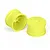 Two bright yellow Pro-Line 2.2 inch RC buggy dish wheels shown from different angles against a white background.