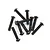 A collection of ten black metal button head screws with fine threads, arranged on a white background.