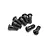 A cluster of eight black metal button head screws with coarse threads, isolated on a white background.