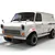 A 1/32 scale Scalextric Ford Transit Mk 1 Supervan slot car in white with racing decals, viewed from a front three-quarter angle.