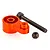 Rovan orange anodized aluminium servo saver arm with a black steel bolt and a nylon lock nut on a white background.