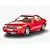 A studio shot of a red 1/24 scale model Mercedes-Benz 300 SL-24 coupe on a white background.