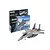 Revell 1/72 scale F-15E Strike Eagle plastic model kit box and a fully assembled, painted model aircraft on a white background.
