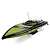 Pro Boat Sonicwake V3 36-inch RC speed boat in black with yellow geometric patterns, shown on a display stand against a white background.