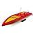 A red and yellow Pro Boat Sonicwake V3 36-inch RC speed boat viewed from a high angle against a white background.