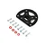 HobbyZone motor mount set including a black plastic mount, four red washers, and six silver metal screws on a white background.