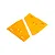 Two yellow plastic landing gear covers for a HobbyZone RC plane, shown from above on a white background.