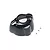 A black plastic RC airplane cowl with three circular openings and three small metal screws on a white background.