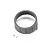 A grey plastic circular tail cone part for an RC plane with two small silver metal screws placed in front of it on a white background.