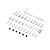 A collection of various metal screws, bolts, and a hex key for RC plane assembly.