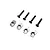 Losi aluminium motor mount inserts in silver with four matching black flat head screws, arranged on a white background.