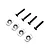 Four silver aluminium motor mount inserts and four black flat-head screws arranged on a white background.