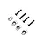 Four silver aluminium motor mount inserts and four black countersunk screws on a white background.