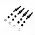 A set of four black steel shock mounts with accompanying nuts and washers on a white background.