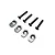 Four silver aluminium motor mount inserts and four black countersunk screws for Losi RC vehicles.