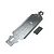 A silver aluminium RC main chassis plate for a Losi vehicle, shown from an elevated angle with four black adhesive foam strips included.