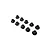 A set of ten black steel flanged nyloc nuts arranged in two rows on a white background.