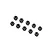 A set of ten black 4mm nyloc nuts arranged in a staggered pattern against a white background.