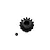 A black steel 15-tooth pinion gear for RC vehicles, shown with a small grub screw on a white background.