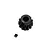 A black steel 13-tooth pinion gear with a grub screw, isolated on a white background.