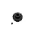 A black steel 20-tooth pinion gear with a small grub screw placed next to it on a white background.