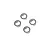 Four small metal ball bearings with black rubber seals arranged in a diamond pattern on a white background.