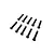 A set of ten black metal button head screws arranged in two rows on a white background.