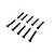 Ten black button head screws with hex drive heads arranged in two rows on a white background.