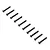Ten black metal button head screws arranged in a diagonal line against a white background.