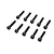 A set of ten black metal cap head screws with hex sockets, arranged in two rows on a white background.