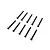 A set of ten black metal button head screws arranged in two rows on a white background.
