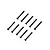 A set of ten black metal button head screws arranged in two rows of five on a white background.
