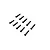Ten black button head machine screws arranged in a staggered pattern on a white background.