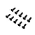 A set of ten black metal countersunk head screws with hexagonal drive sockets, arranged in two rows on a white background.