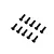 Ten black metal button head screws arranged in two rows on a white background.