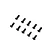 Ten black button head screws arranged in two rows on a white background.